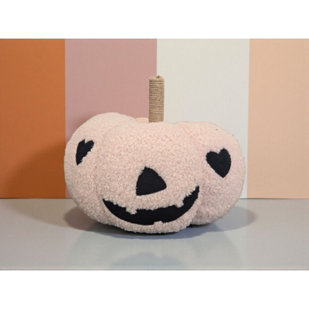 New Pink Happy Heart Halloween Plush Weighted Door Stopper Room Decor